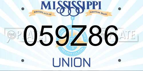 059Z86 Mississippi License Plate