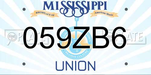 059ZB6 Mississippi License Plate