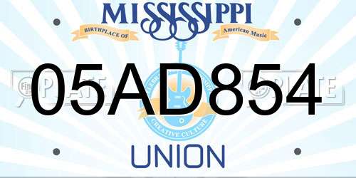 05AD854 Mississippi License Plate