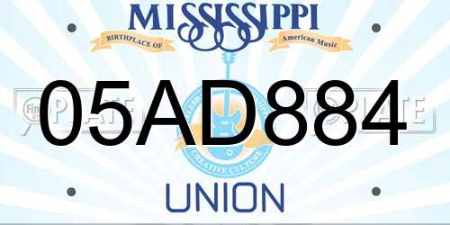 05AD884 Mississippi License Plate