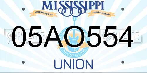 05AO554 Mississippi License Plate
