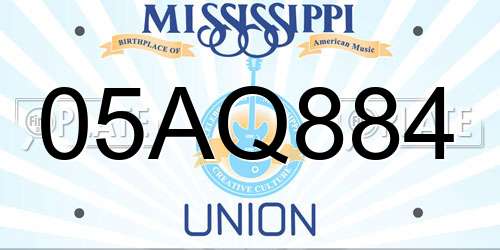 05AQ884 Mississippi License Plate