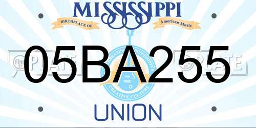 05BA255 Mississippi License Plate