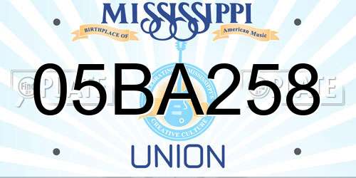 05BA258 Mississippi License Plate
