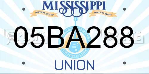 05BA288 Mississippi License Plate