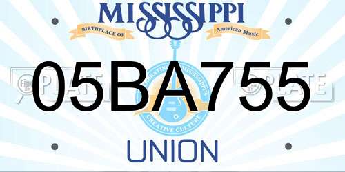 05BA755 Mississippi License Plate