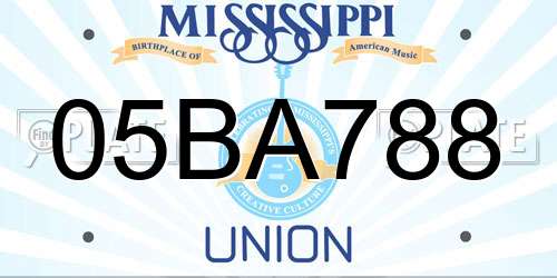 05BA788 Mississippi License Plate