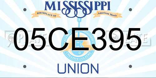 05CE395 Mississippi License Plate