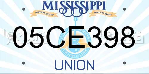 05CE398 Mississippi License Plate
