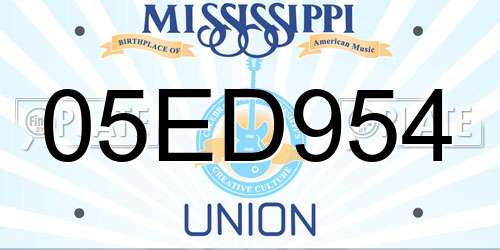 05ED954 Mississippi License Plate
