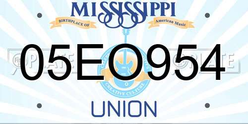 05EO954 Mississippi License Plate
