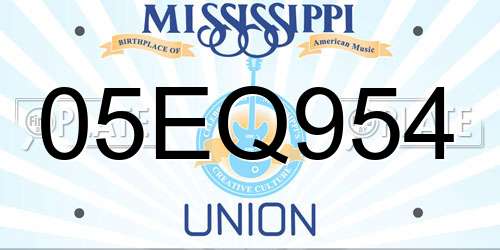 05EQ954 Mississippi License Plate
