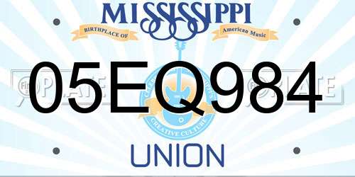 05EQ984 Mississippi License Plate