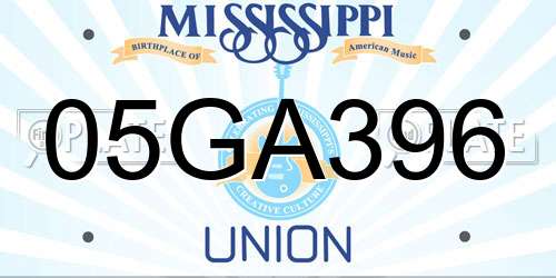 05GA396 Mississippi License Plate
