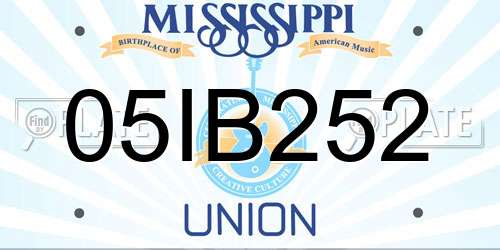 05IB252 Mississippi License Plate