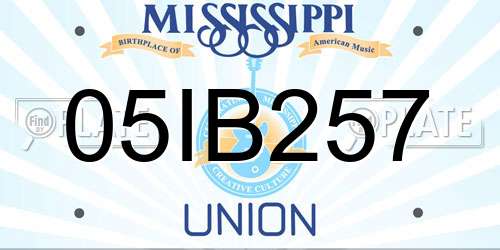 05IB257 Mississippi License Plate
