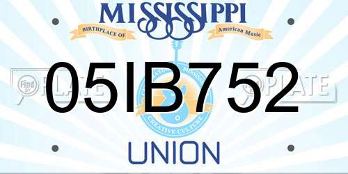05IB752 Mississippi License Plate