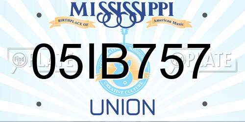 05IB757 Mississippi License Plate