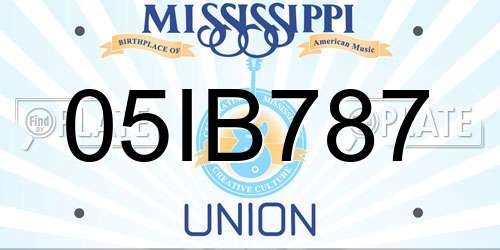 05IB787 Mississippi License Plate