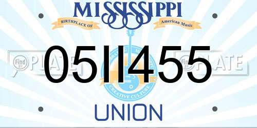 05II455 Mississippi License Plate