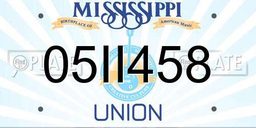 05II458 Mississippi License Plate