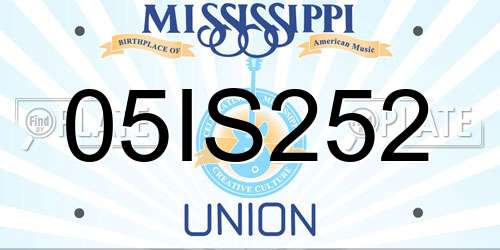 05IS252 Mississippi License Plate