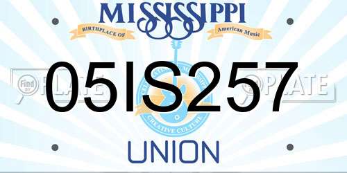 05IS257 Mississippi License Plate