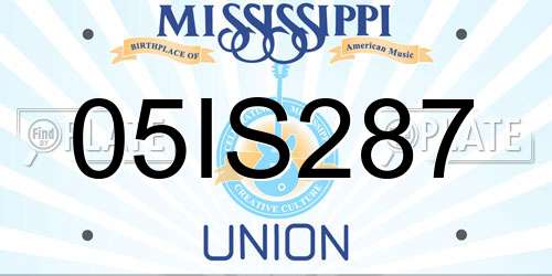 05IS287 Mississippi License Plate