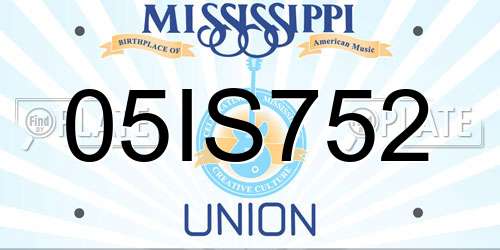 05IS752 Mississippi License Plate