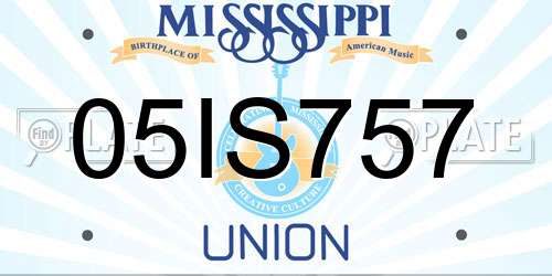 05IS757 Mississippi License Plate