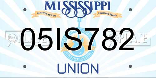 05IS782 Mississippi License Plate
