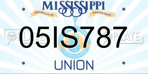 05IS787 Mississippi License Plate