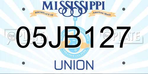 05JB127 Mississippi License Plate