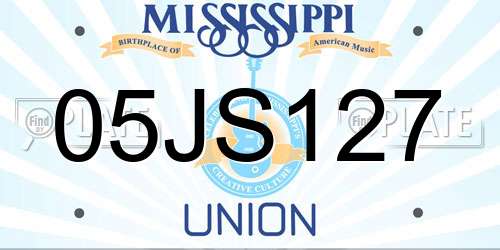 05JS127 Mississippi License Plate