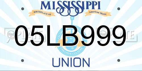 05LB999 Mississippi License Plate