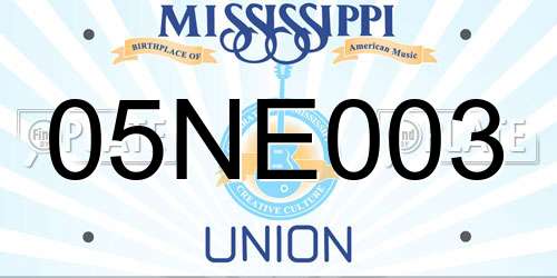 05NE003 Mississippi License Plate
