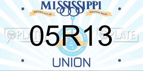 05R13 Mississippi License Plate