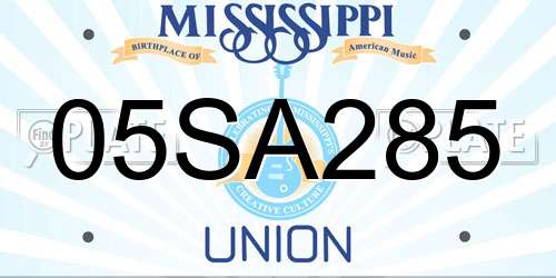 05SA285 Mississippi License Plate
