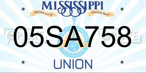 05SA758 Mississippi License Plate