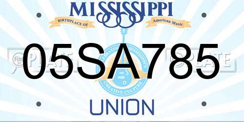 05SA785 Mississippi License Plate