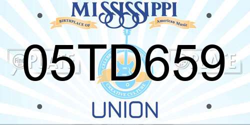 05TD659 Mississippi License Plate