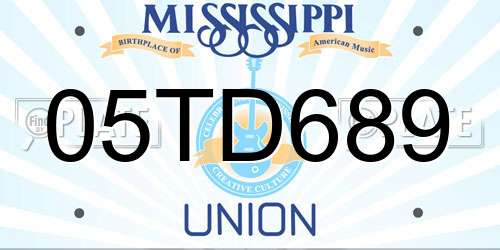 05TD689 Mississippi License Plate