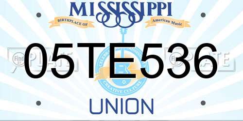 05TE536 Mississippi License Plate