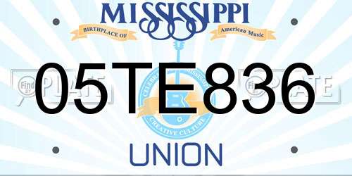 05TE836 Mississippi License Plate