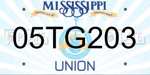 05TG203 Mississippi License Plate