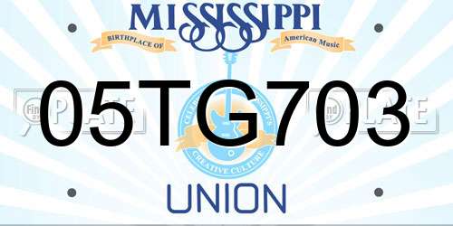 05TG703 Mississippi License Plate