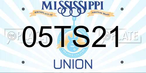 05TS21 Mississippi License Plate