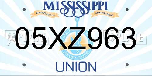 05XZ963 Mississippi License Plate