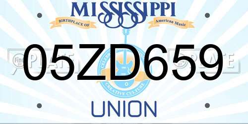 05ZD659 Mississippi License Plate