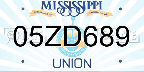 05ZD689 Mississippi License Plate